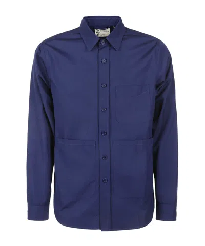 Aspesi Button Long-sleeved Shirt In Blue