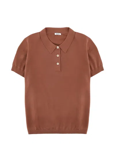 Aspesi Brown Cotton-silk-linen Polo