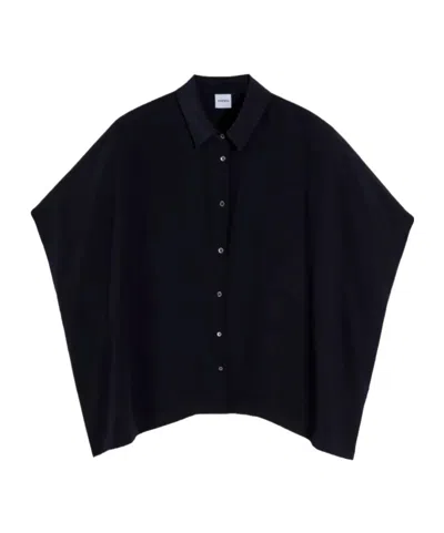 Aspesi Silk Crepe De Chine Shirt In Blue