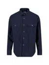 Aspesi Tailored White Shirt With Button-down Front And Pointed Collar In Blue