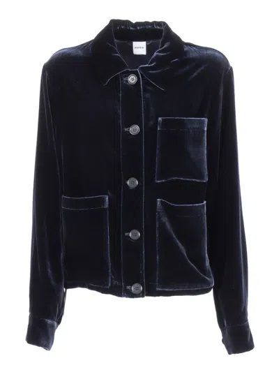ASPESI BUTTON-UP BLUE JACKET WITH SOFT TEXTURE