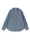 Aspesi Button-up Collarless Shirt In Blue