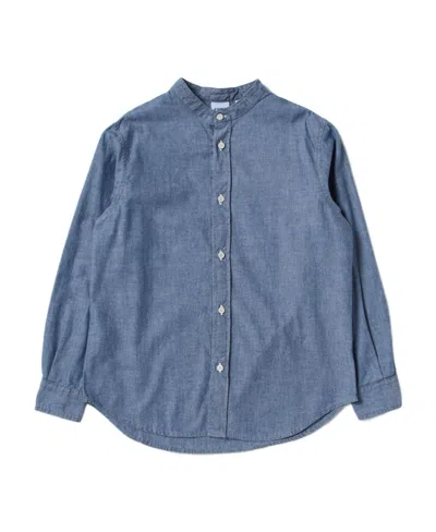 Aspesi Button-up Collarless Shirt In Blue