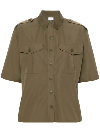 Aspesi Short-sleeved Cotton Shirt In Brown