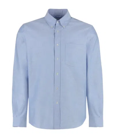 Aspesi Button-up Long-sleeved Shirt In Blue