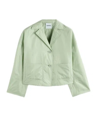 Aspesi Button-up Padded Jacket In Green
