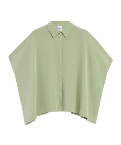 Aspesi Silk Crepe De Chine Shirt In Green