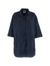 Aspesi Short Loose Fitting Overcoat In Blue