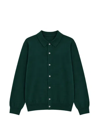 Aspesi Button-down Polo Cardigan In Green
