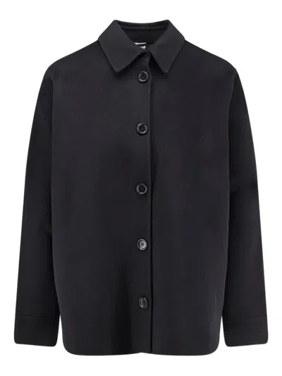 Aspesi Buttoned Classic-collar Jacket In Blue