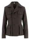 Aspesi Buttoned Flap-pocket Jacket In Brown