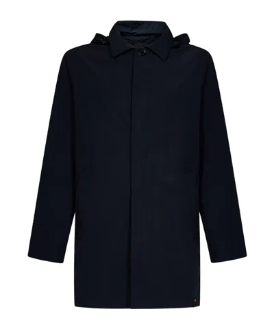 Aspesi Buttoned Hooded Coat In Black