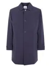 Aspesi Long Sleeve Raincoat Featuring Front Pockets In Blue