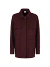 Aspesi Buttoned-cuff Rounded-hem Jacket In Burgundy