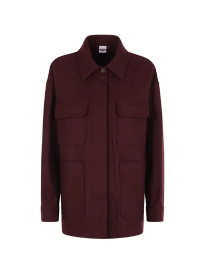Aspesi Buttoned-cuff Rounded-hem Jacket In Burgundy