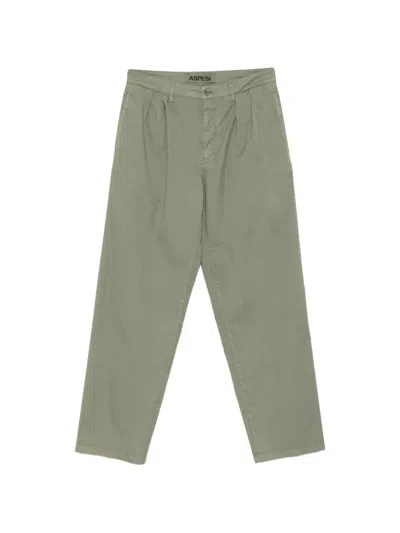 Aspesi Button-fasteing Trousers In Green