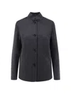 Aspesi Single-breasted Wool Casual Jacket In Blue