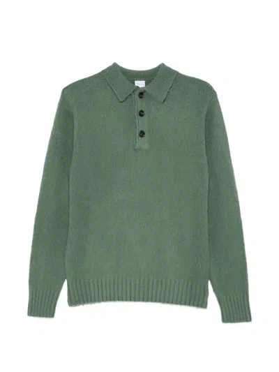 Aspesi Button-fastening Knitted Polo Shirt In Green