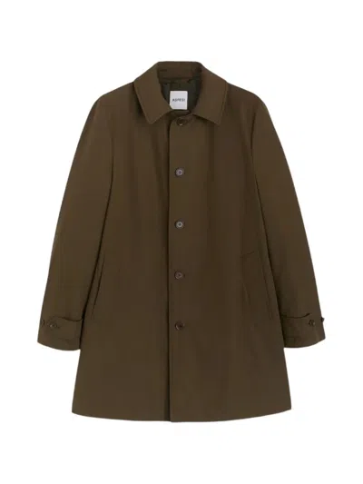 Aspesi Button-fastening Spread-collar Coat In Green