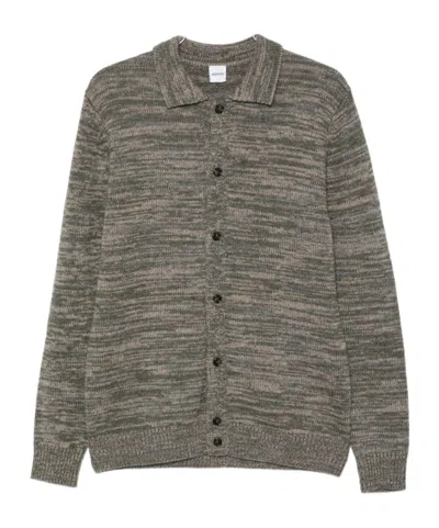 Aspesi Button-front Long-sleeve Knit Top In Gray