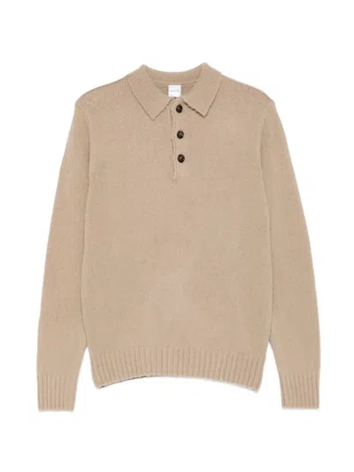 Aspesi Button-placket Knitted Polo Shirt In Brown
