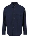 Aspesi Tailored White Shirt With Button-down Front And Pointed Collar In Blue