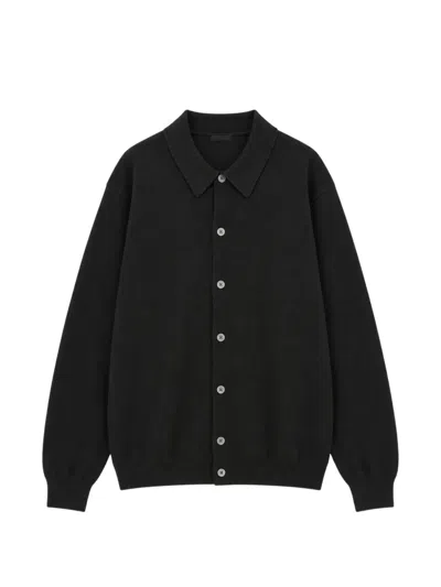 Aspesi Button-up Collared Cardigan In Black