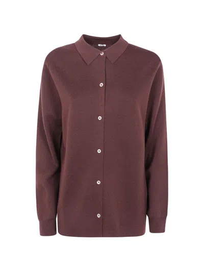 Aspesi Single-breasted Long-sleeve Knit Top In Burgundy