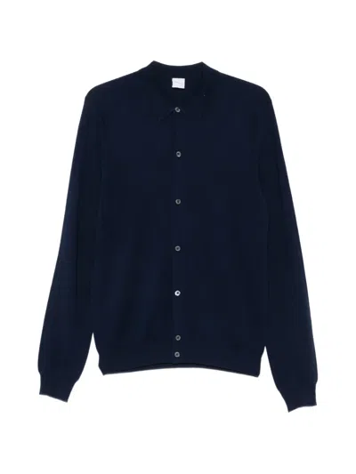 Aspesi Button-up Polo-collar Sweater In Blau