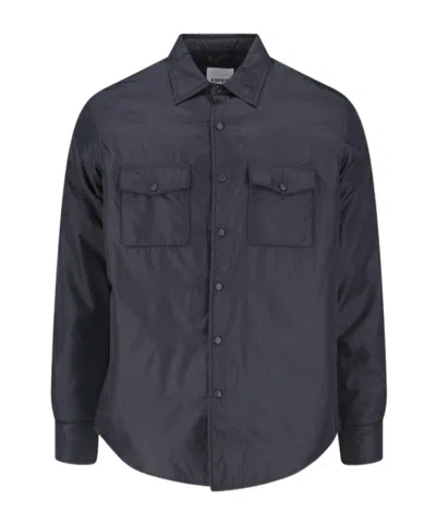 Aspesi Button-up Shirt Jacket With Chest Pockets In Blue