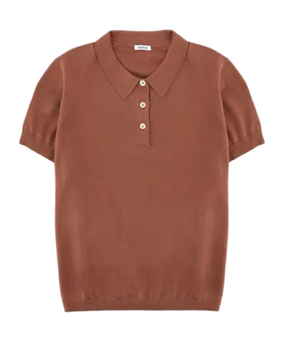 Aspesi Button-up Short-sleeved Polo Shirt In Brown