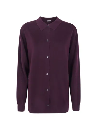 Aspesi Single-breasted Long-sleeve Knit Top In Purple