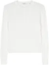 Aspesi Cable Knit Crew Neck Long Sleeve Sweater In White