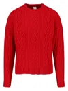 Aspesi Cable-knit Crew-neck Sweater In Red