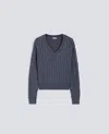Aspesi Cable-knit Sweater In Stonewashed Cotton In Blue