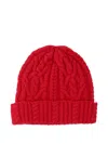 Aspesi Cable-knit Wool Beanie In Red