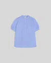 Aspesi Short-sleeved Poplin Shirt In Azzurro