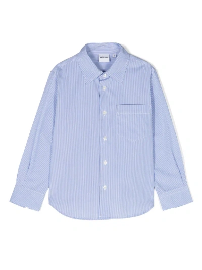 Aspesi Kids' Striped Cotton Shirt In Blue