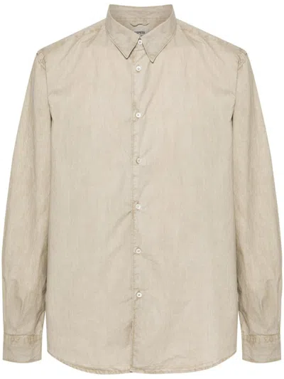 Aspesi Button-down Collar Shirt Curved Hem In Brown