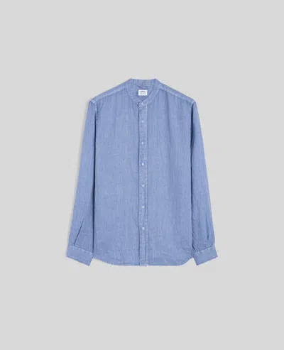 Aspesi Camicia In Lino Collo Alla Coreana - Azzurro