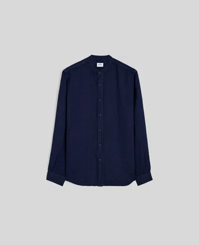 Aspesi Camicia In Lino Collo Alla Coreana - Blu