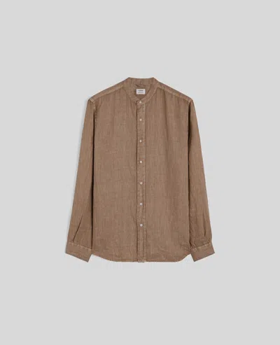 Aspesi Camicia In Lino Collo Alla Coreana - Terra