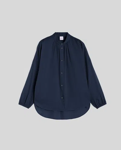 Aspesi Camicia In Popeline Con Arricci - Navy