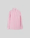 Aspesi Camicia In Popeline Di Cotone A Righe - Riga Rosa In Riga Rosa