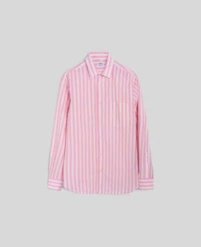 Aspesi Camicia In Popeline Di Cotone A Righe - Riga Rosa