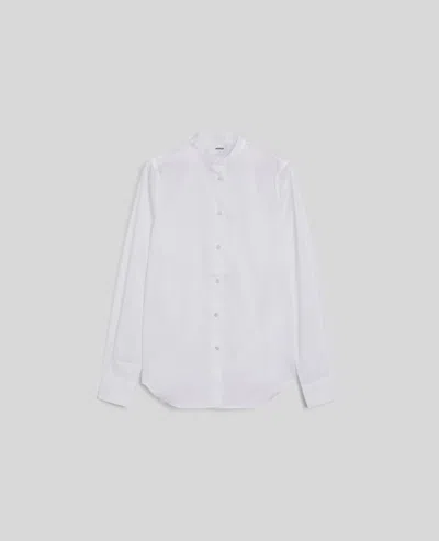 Aspesi Camicia In Popeline Di Cotone Con Collo Alla Coreana - Bianco