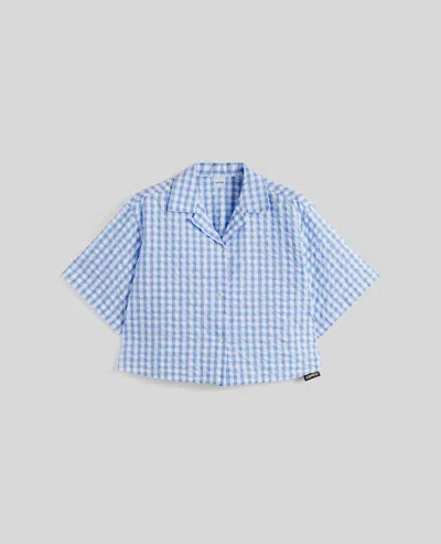 Aspesi Camicia In Seersuker Di Cotone A Quadretto Vichy - Check Azzurro