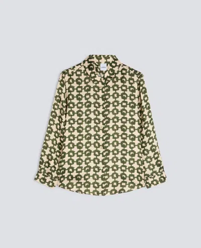 Aspesi Camicia In Twill Di Viscosa Seta Stampato - Grun In Multi