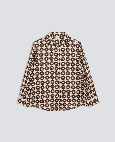 Aspesi Camicia In Twill Di Viscosa Seta Stampato - Militare
