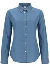 Aspesi Denim Slim Solid Shirt In Blue